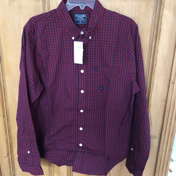 Abercrombie & Fitch Red and Navy Check Shirt NWT - Picture 1 of 8